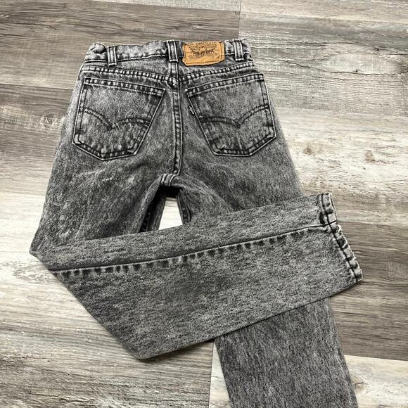 Vintage 80s Levis Acid Wash Black Girls‎ 10 Slim Denim Jeans Black Tab USA Made - Picture 3 of 11